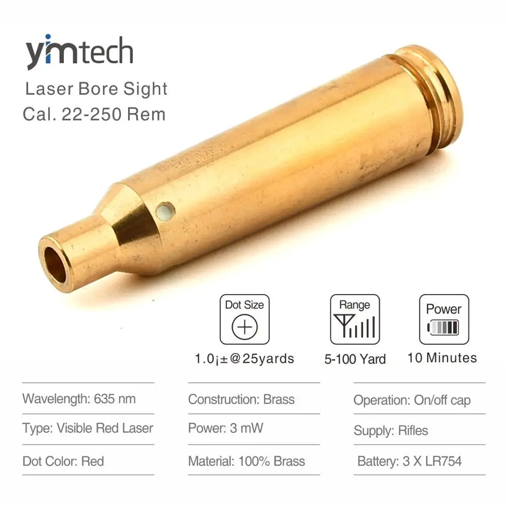 Details about   Hunting Boresighter 22-250cal Cartridge Red Laser Optics Red Dot Laser Sight 