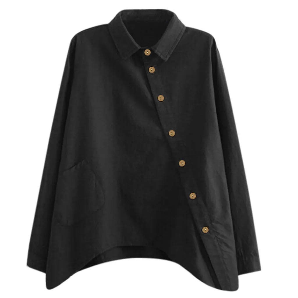 Блузки Рубашки женские осенние повседневные модные однотонные женские блузки и топы с длинным рукавом офисные повседневные рубашки с воротником - Цвет: Black