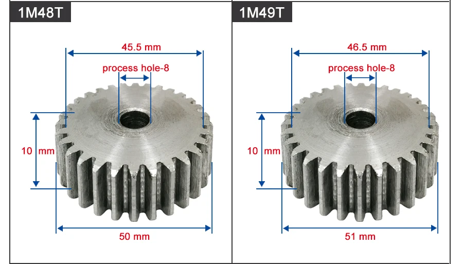 Gear, Altura Total 10mm, 1 Parte, 6mm,