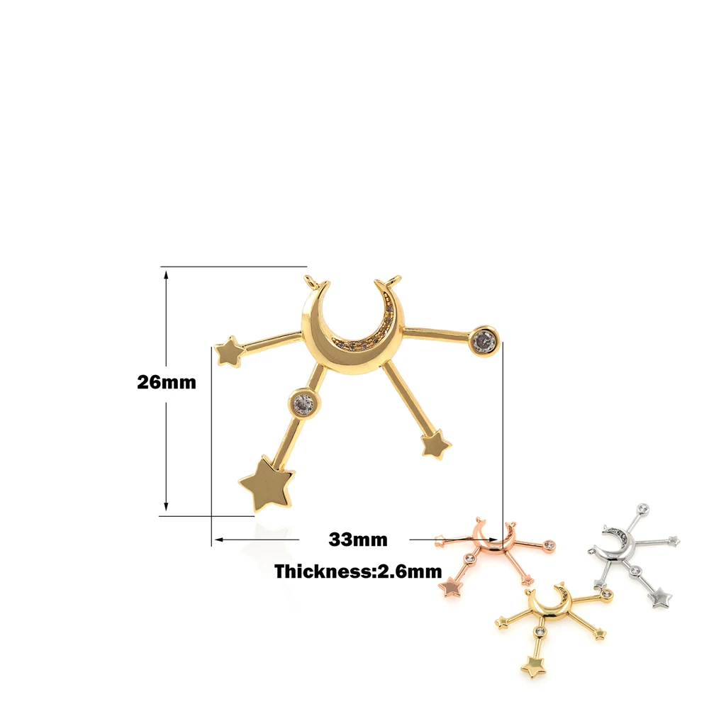 

Медная позолоченная подвеска в форме Луны, соединитель, блестящие звезды, сделай сам, ювелирные изделия, браслет, ожерелье, ювелирные изделия из кубического циркония