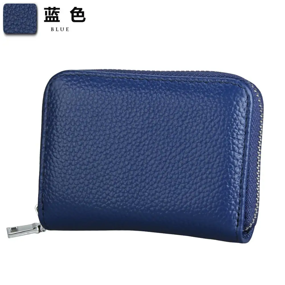 Роскошная натуральная кожа с кисточками держатель для кредитных карт s organ RFID визитница кошелек женский деловой мужской держатель для карт сумка-Органайзер - Цвет: Blue