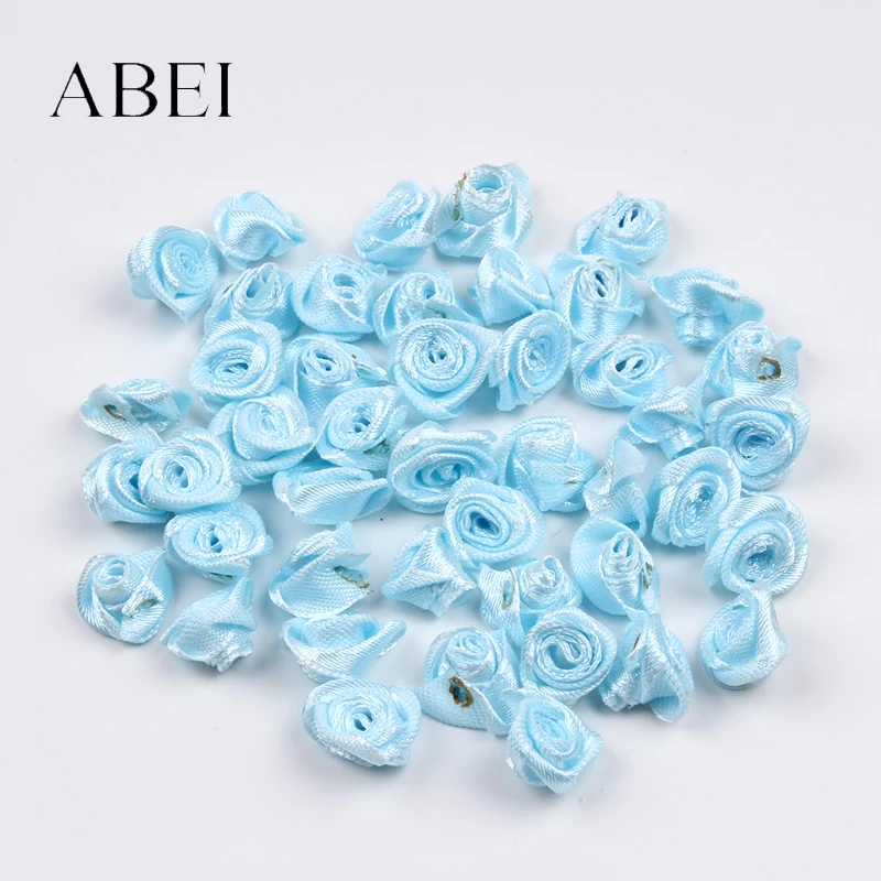 100 шт 15 мм светло-голубая роза голова цветок из искусственного шелка DIY материал ленты аксессуары для бутика