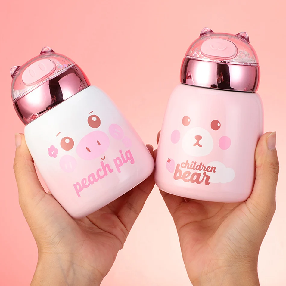 Термокружка Boxi из нержавеющей стали портативная с блестками для девочек 300