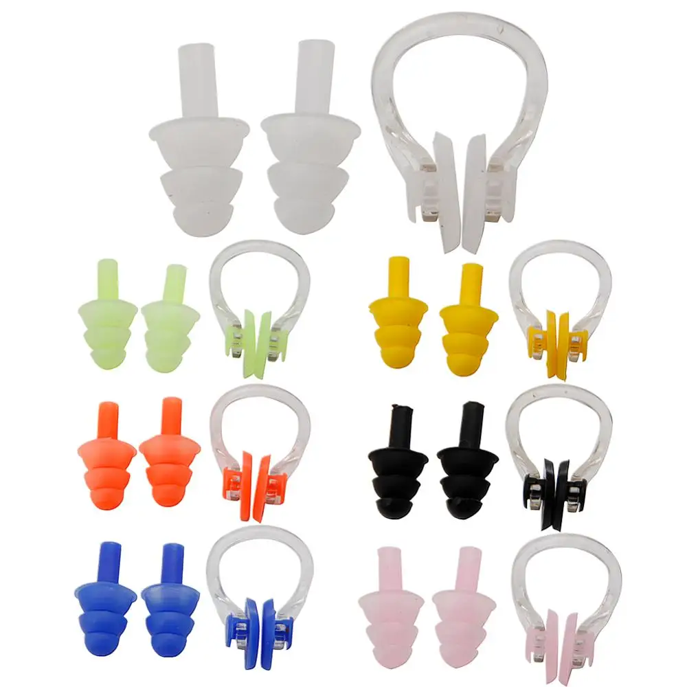 

Swimming Waterproof Soft Silicone Set Soft Nose Clip + Ear Plug Earplug Tool