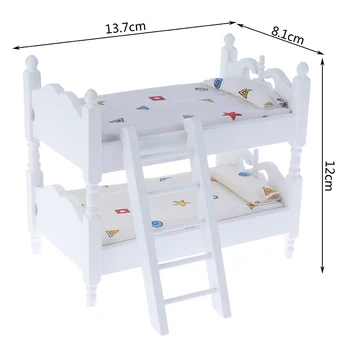 

Children Bedroom Model for Children Pretend Play Game Toys Doll Accessery 1:12 Kids Mini Bunk Bed Doll House Furniture Toys