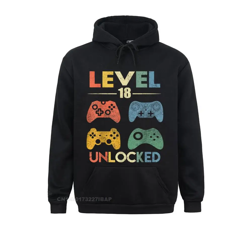 

Level 18 Unlocked Tshirt 18th Video Gamer Birthday Sweatshirts for Adult Funny Hoodies Fashion Thanksgiving Day Hoods Design