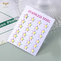 12 Pairs Pack Rainbow Colorful Star Earrings Wholesale Stainless Steel Jewelry Minimalist Geometric Ear Piercing Studs Accessory 2