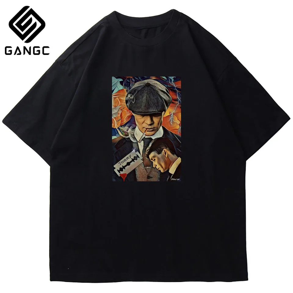 

Peaky Blinders T-Shirts Tommy Shelby Design O-Neck Men's Short-Sleeve Tee Shirts Pure Cotton Vintage T Shirts Print Streetwear