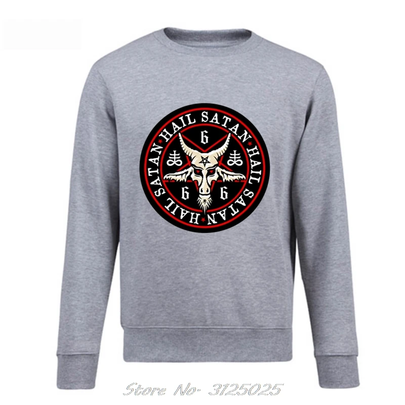Men Hail Satan Baphomet Hoodies Occult Pentagram Hoodie Men's Autumn Winter Pullover Sweatshirt | Мужская одежда
