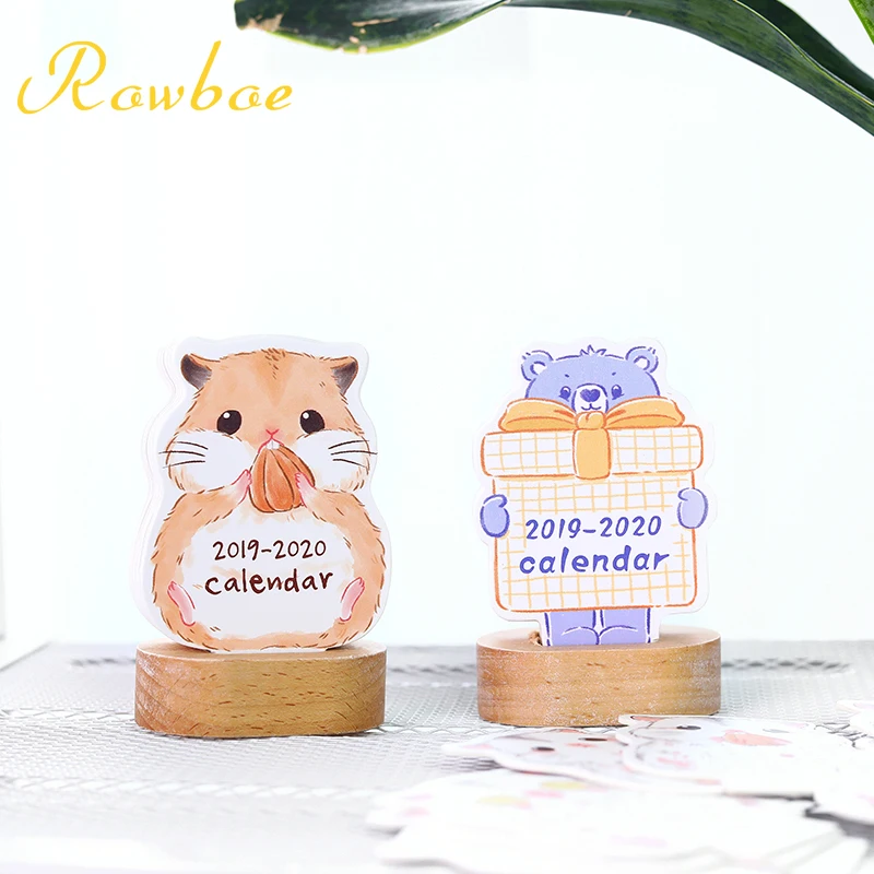 

ROWBOE cute stationery 2019-2020 desk calendar personality creative desktop cute cartoon ornaments notepad daily small calendar