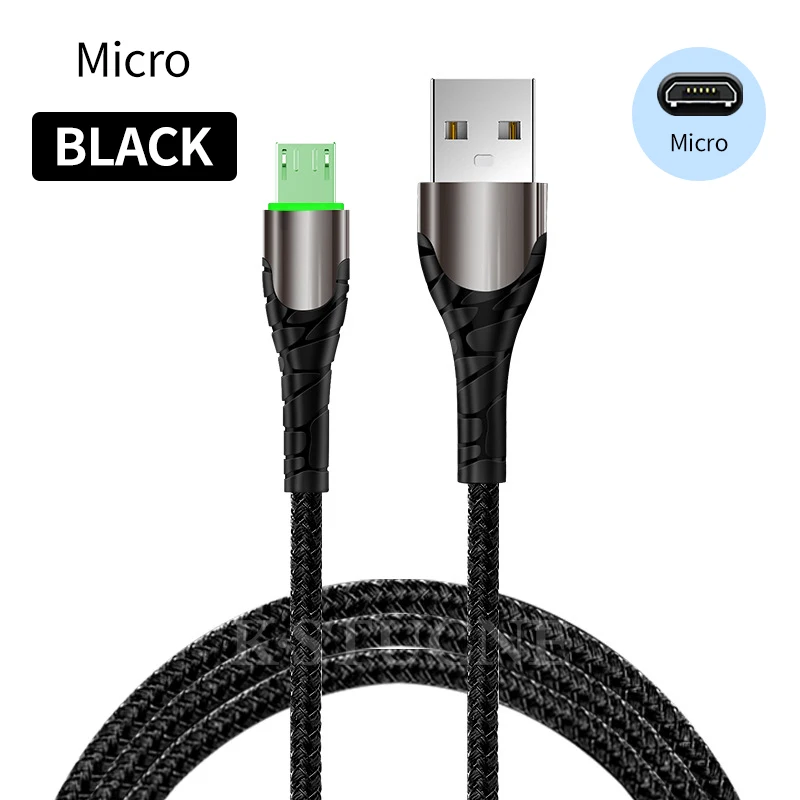 Micro USB кабель 3.0A Быстрая зарядка Microusb кабель зарядного устройства для samsung J4 J5 J6 J7 Xiaomi Redmi Note 5 4 Android Кабели для телефонов - Цвет: Черный