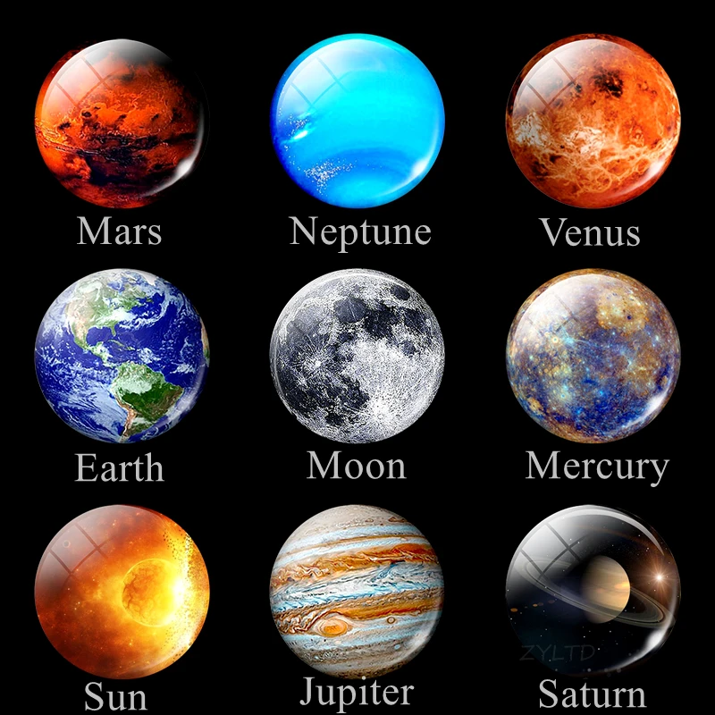 Us 05 50 Offeight Planets Fridge Magnet Full Moon Earth Solar System Planet Universe Galaxy Nebula Star 30mm Refrigerator Magnets Home Decor In