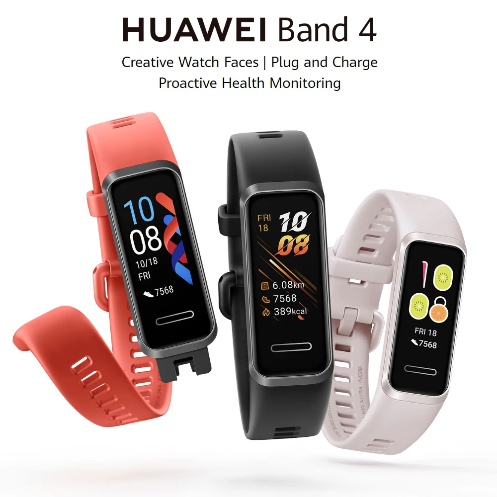 Смарт-браслет huawei Band 4, измеритель уровня кислорода в крови, Смарт-часы, монитор сердечного ритма, новые часы с usb-разъемом, зарядка