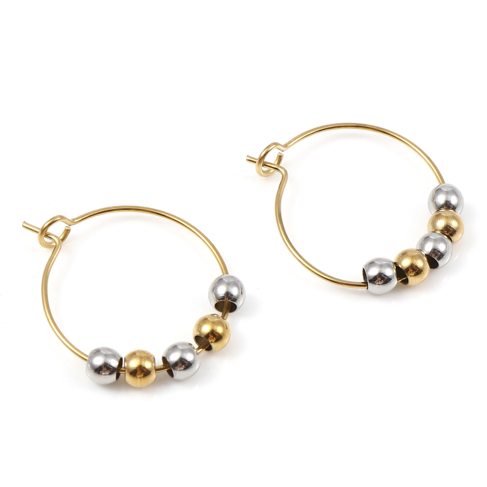Boucles d'oreilles géométriques en acier inoxydable, 1 paire, anneau circulaire en métal, pour femmes et filles