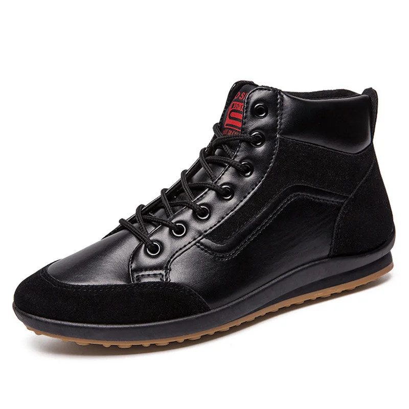 Ботильоны мужские ботинки зимние ботинки без шнуровки для мужчин высокие мужские кроссовки зимняя мужская обувь сапоги для взрослых мужчин 39 S размера плюс 45 46 - Цвет: M07  Black