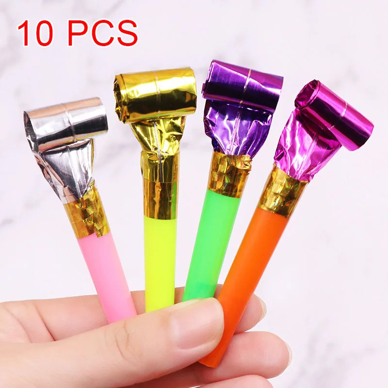 10 Pcs/Set Funny Blowouts Whistles Birthday Party Blow Outs Wedding Celebration Noice Maker Kid Toys Hot Sales