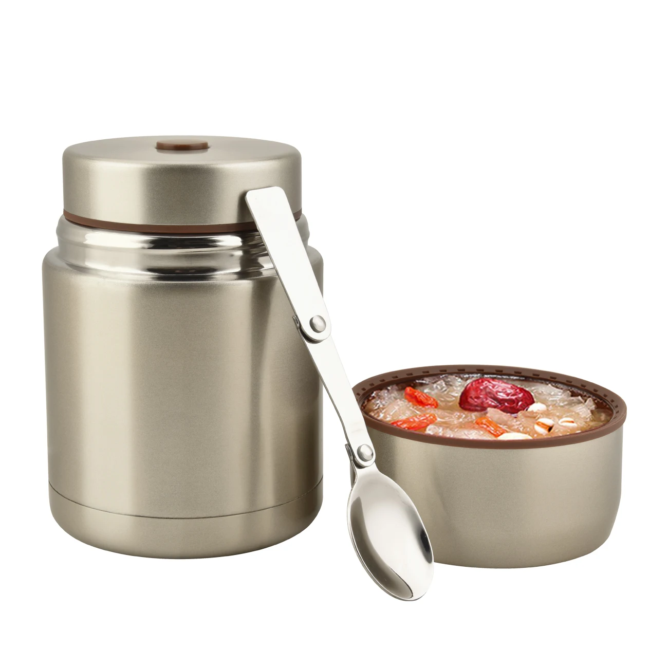800ml Stainless Steel Food Jar Soup Container with Foldable Spoon Double  Wall Vacuum Insulated Thermos for Student Office Worker