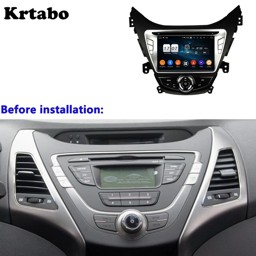 Krtabo Автомобильный мультимедийный dvd Радио магнитофон автомобильный DVD gps навигация стерео плеер для hyundai Elantra/Avante/I35 2011 2012 2013