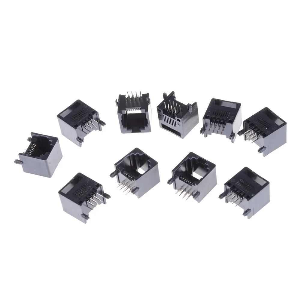

10pcs Black RJ45 8P8C Computer Internet Network PCB Jack Socket