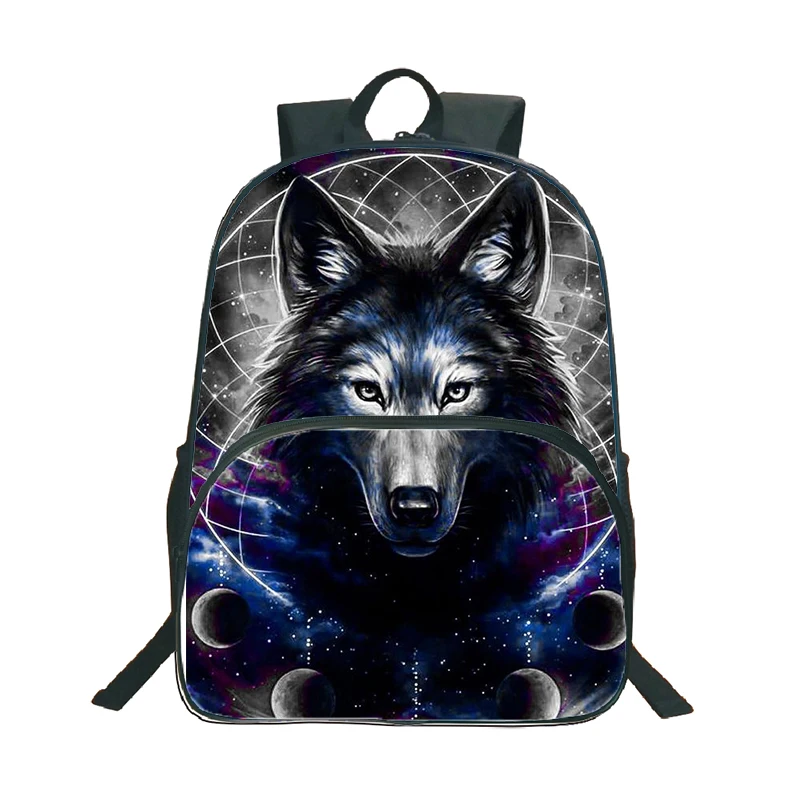 16 дюймов школьный рюкзак для мальчиков и девочек, школьные сумки для ноутбука, рюкзаки с 3d принтом волка, рюкзак Bolsas Escolares Femme Hombre