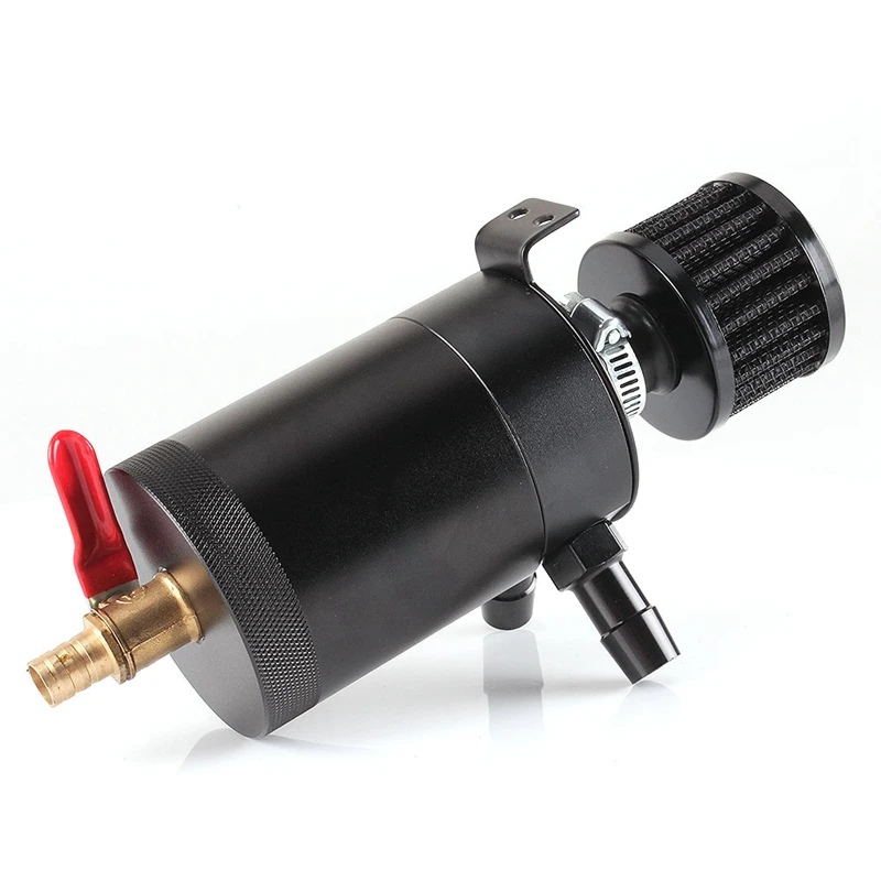 Oil Catch Can 2-Port Tank Reservoir with Drain Valve Breather Baffled Universal | Автомобили и мотоциклы