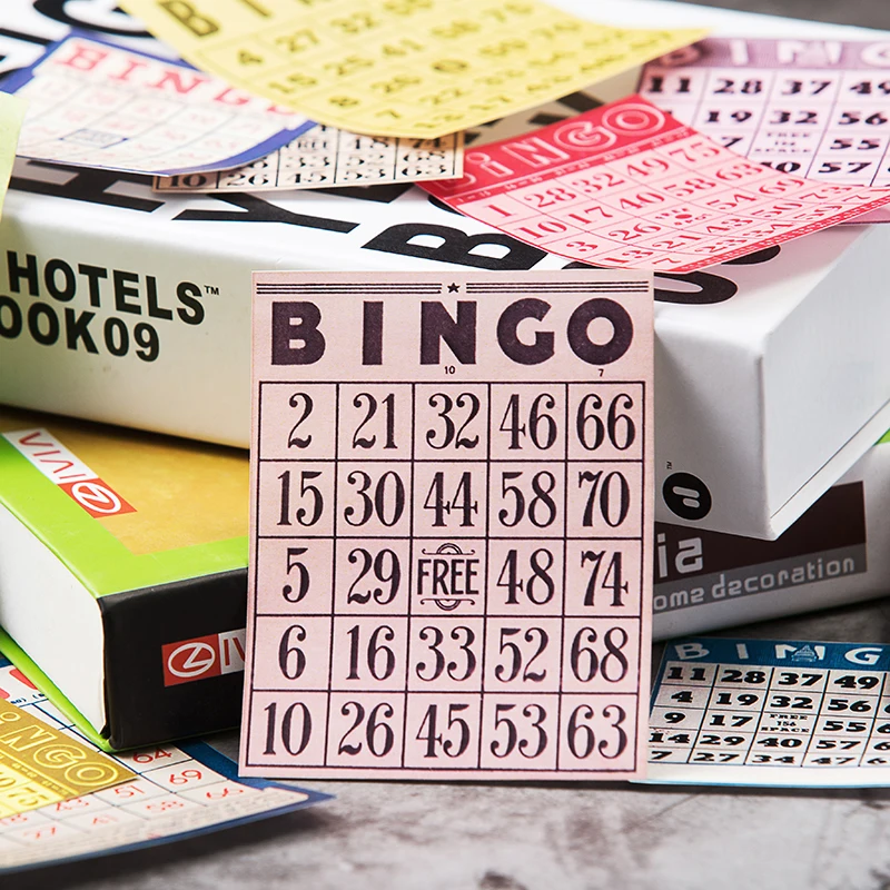 12pcs Retro Large Size Colourful Bingo Digital Game Label Foreign Style Material Sticker DIY Scrapbooking Diary Album EEscola