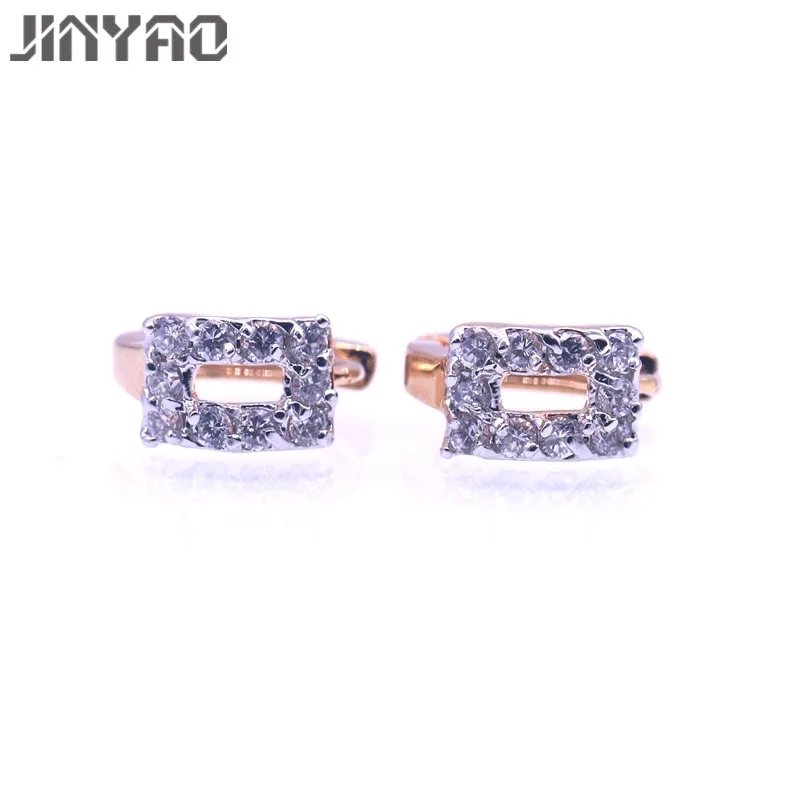 double gold color Jinyao модные украшения квадратный AAA подвеска с цирконом двойной белый золотой цвет маленькие серьги-кольца для женщин Свадебные аксессуары - Окраска металла: double gold color