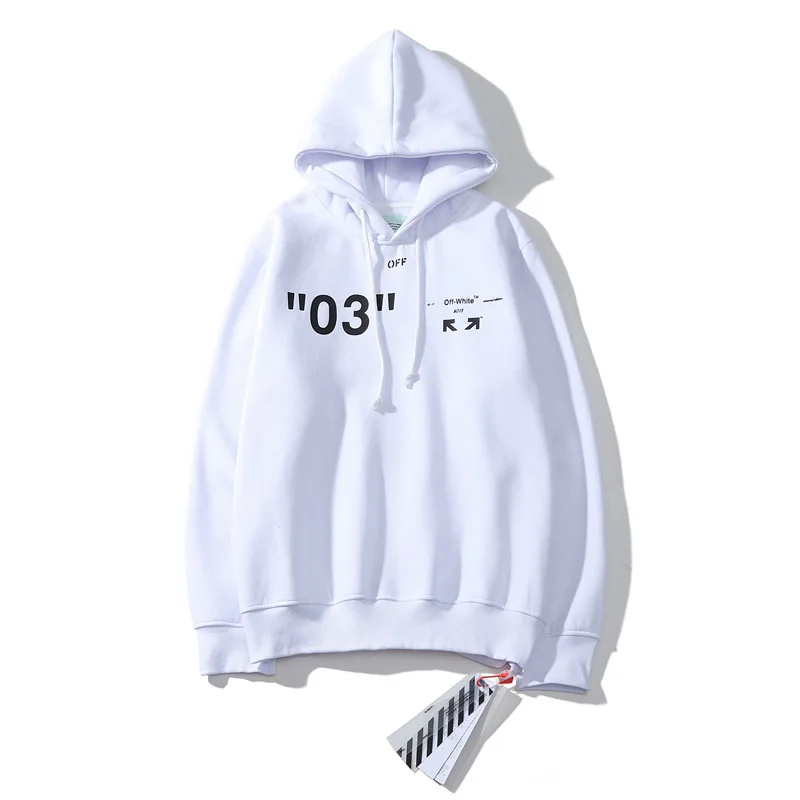 Европа и Америка off White Ow квалифицированный 03 с цифрами стрелы лозунг с капюшоном плюс бархат толстовка для мужчин и женщин знаменитости Sty