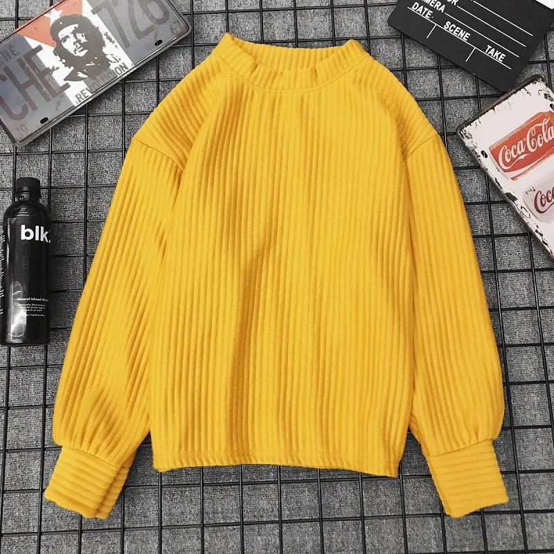 

Sweater Women Autumn Winter Solid Color Base Sweater Long Sleeve O Neck Loose Women Round Neck Sweater