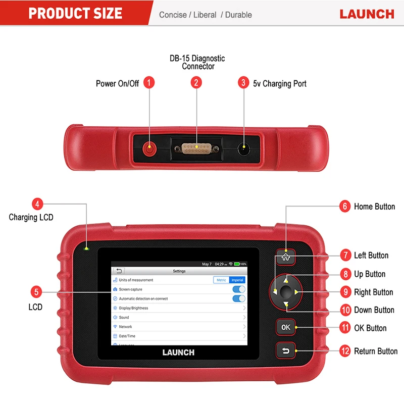 2024 LAUNCH CRP123X Elite Car OBD2 Diagnostic Scanner ABS SRS Engine Code  Reader