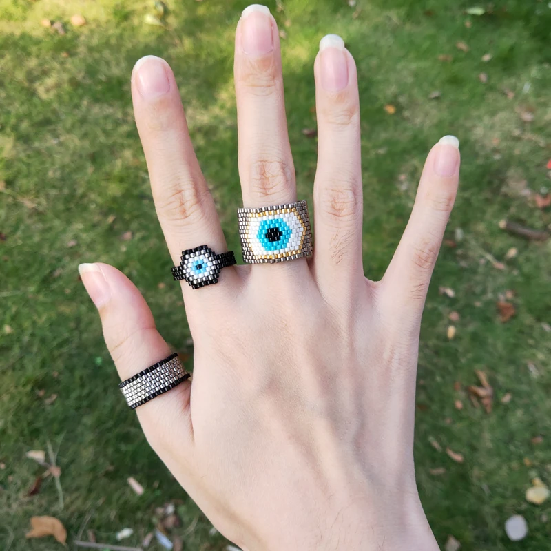 

FAIRYWOO Evil Eye Ring Set Punk Dark Style Women Bling Rings Silver Native American Girls Jewelry Wholesale Lots Bulk Bundles