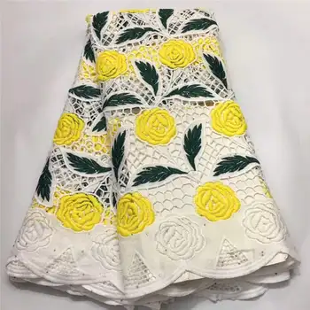 

2019 New Designs African Lace Fabric With Big stone African Lace Embroidery Guipure Lace Trim High Quality for Nigerian Dress