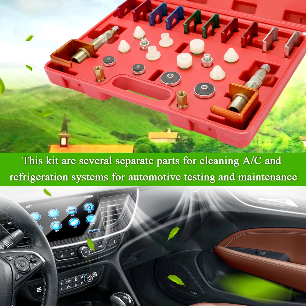 

Automobile Air Conditioning System Refrigerant Pipeline Multlple Flushing Leak Test Kit Detection Tool