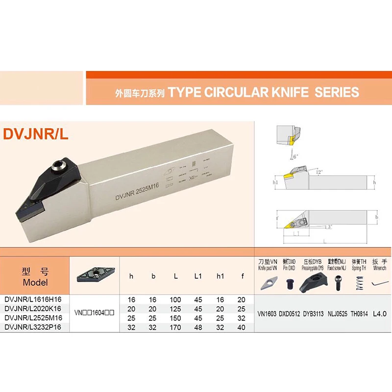 DVJNR DVJNL держатель внешнего токарного инструмента с ЧПУ Токарный резак DVJNR1616H16 DVJNR2020K16 DVJNR2525M16 для токарных вставок VNMG1604