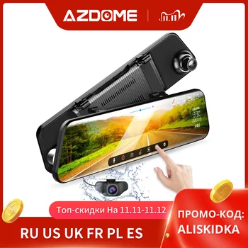 

AZDOME PG17 Mirror car dvr Streaming Media 12" Full-Screen Touching Car DVR ADAS Dual Lens Night Vision 1296P Front 1080P Backup