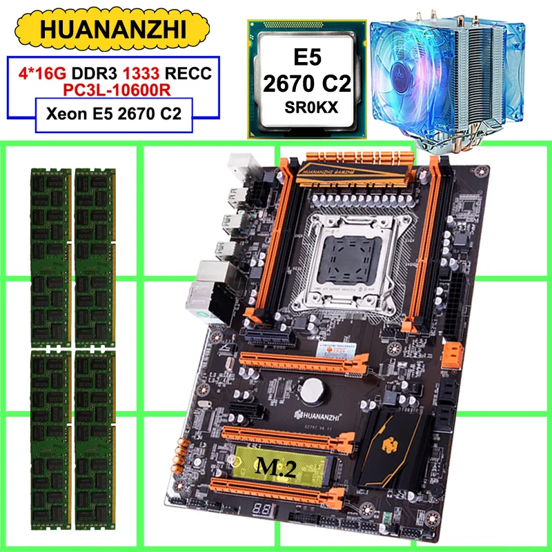 #Special Offers Best seller HUANANZHI deluxe X79 LGA2011 motherboard CPU RAM Combos Xeon E5 2670 C2 with cooler 64G(4*16G) DDR3 1333MHz RECC #Special Offers Best seller HUANANZHI deluxe X79 LGA2011 motherboard CPU RAM Combos Xeon E5 2670 C2 with cooler 64G(4*16G) DDR3 1333MHz RECC