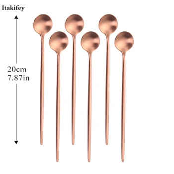 

Long Handled Stainless Steel Coffee Spoon Ice Cream Dessert Tea Thicken Spoon Picnic Kitchen Accessories Flatware Drop Shipping