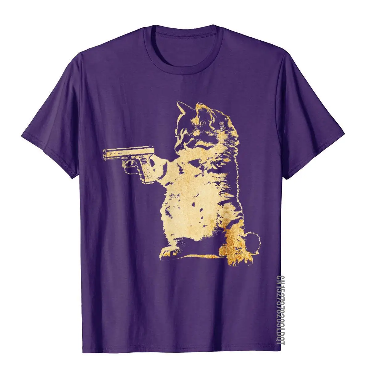 Gun Kitty Funny Cat T-Shirt__B6950purple