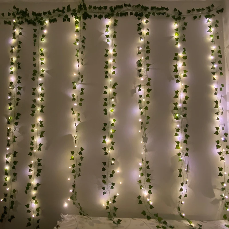 Artificial Hanging Plant LED Light 32FT Ivy Vine Garland Fake Home Garden Decor