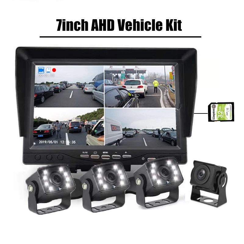 

Vehicle mounted display 7-inch stand reversing 4-segment display truck with video card monitoring display