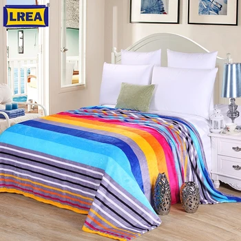 

LREA Hot sale Coral Fleece blanket плед on the bed home adult Beautiful color throw warm winter for sofa or travel