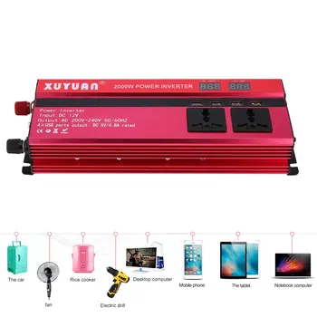 

Professional 2000W Power Inverter DC 12V to AC 220V Digital LED Display Car Converter for Household Appliances