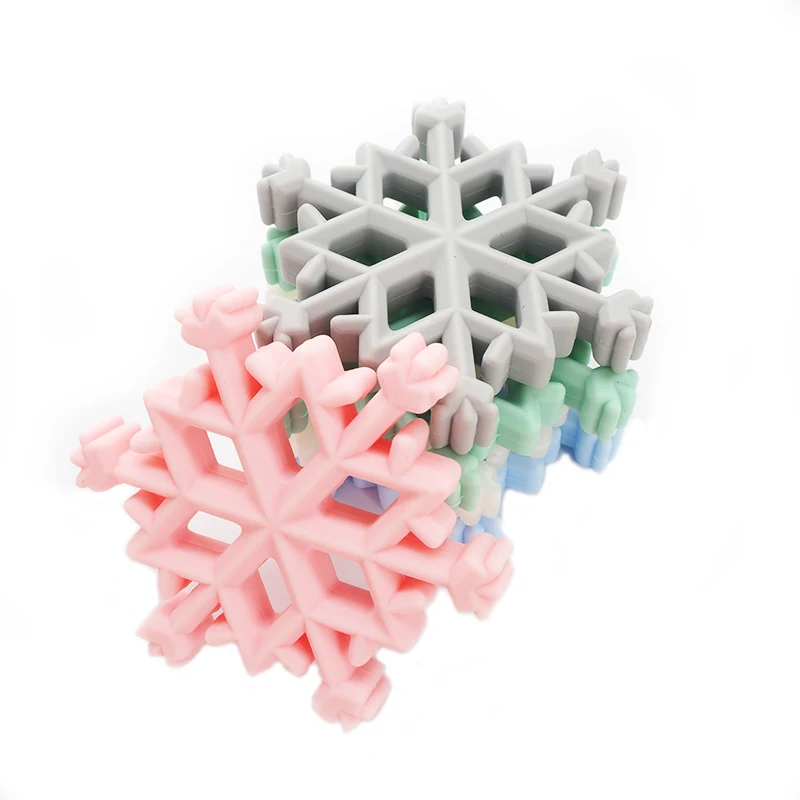 Фото Chenkai 10 шт. снежинка силиконовый Прорезыватель для зубов Детская Подвеска сделай