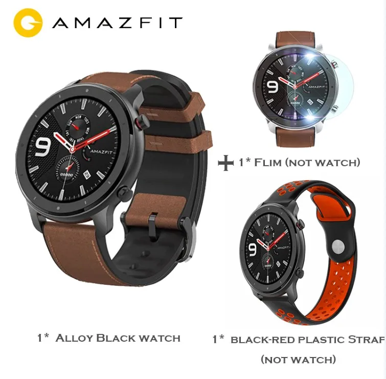 Смарт-часы Amazfit GTR 24 дня Срок службы батареи 5 атм водонепроницаемый gps ГЛОНАСС 12 спортивных режимов 326ppi AMOLED экран черный/серебристый - Цвет: Black ad blackstrap