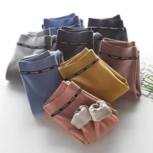 Хлопковые Бархатные леггинсы с буквенным принтом Sakura для женщин, зимние Утепленные флисовые леггинсы для тренировок, теплые штаны, розовые леггинсы на Рождество