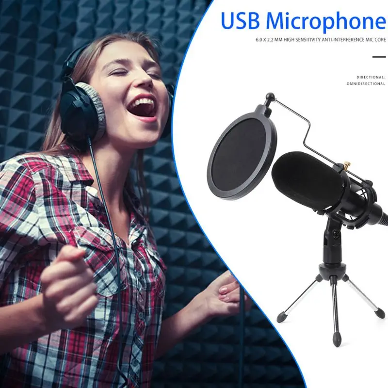 

Usb Microphone Series Wired Condenser Microphone With Stand Clip for Pc