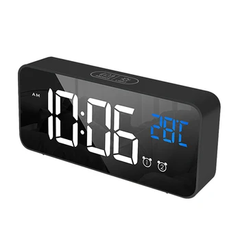 

Home Snooze Voice Control Large Screen Desktop Led Digital Clock Battery Powered Alarm Temperature Display USB Charging Office