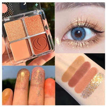 

Eyeshadow Palette Waterproof Matte Glitter Long-lasting Mineral Powder Nude Pigment Orange Shimmer Eye Shadow Makeup