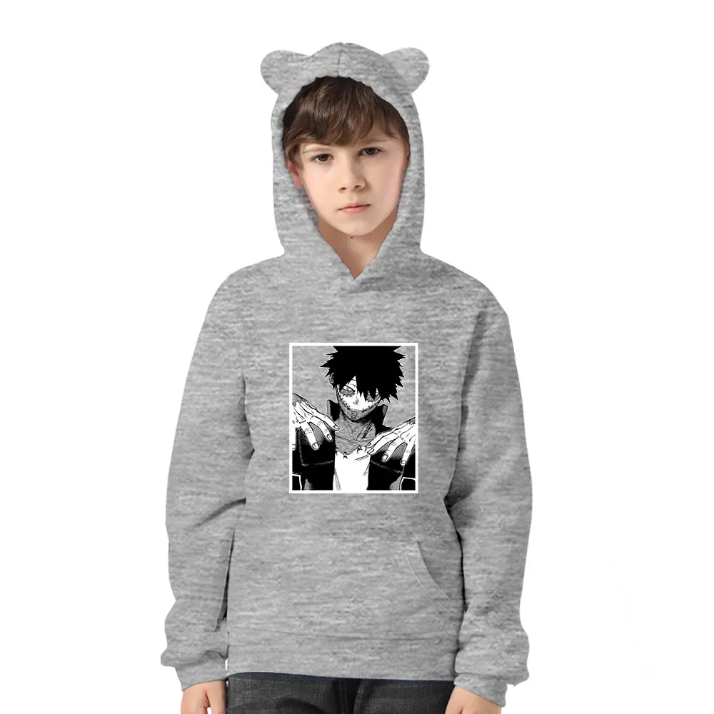 

2 To 14 Years Old lovely Cat Ear Children's hoodie Anime My Hero Academia Hoodie Students Tops Print Midoriya Izuku Sweatshirts
