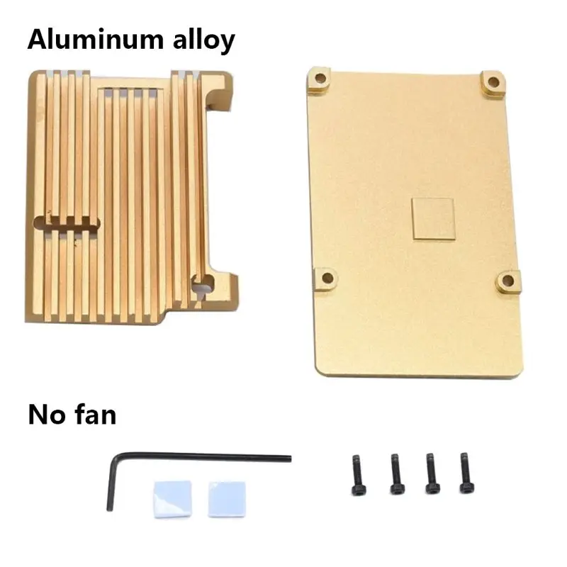 Алюминий сплав Корпус чехол металлический корпус черного ящика излучающая пластина теплоотводящий кулер для Raspberry Pi 4 модели B - Цвет: no fan